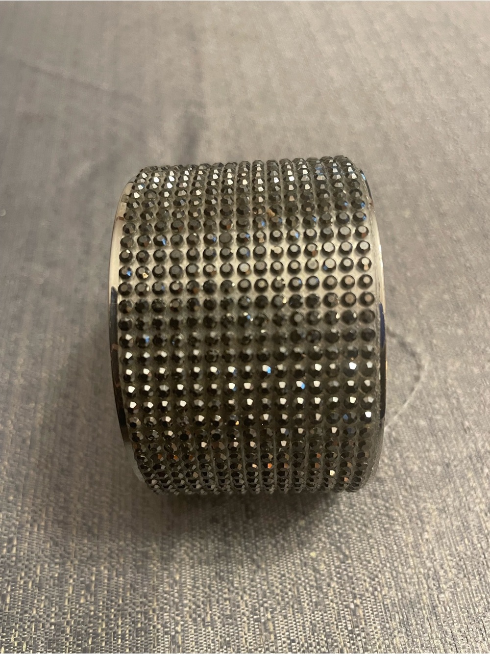 Glamorous Crafted Silver-Tone Cuff Bracelet With Sparkling Grey Crystals